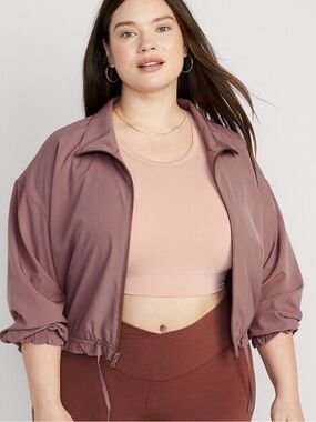 Old Navy Ruffle Trim Dusty Pink Cropped Wind Breaker